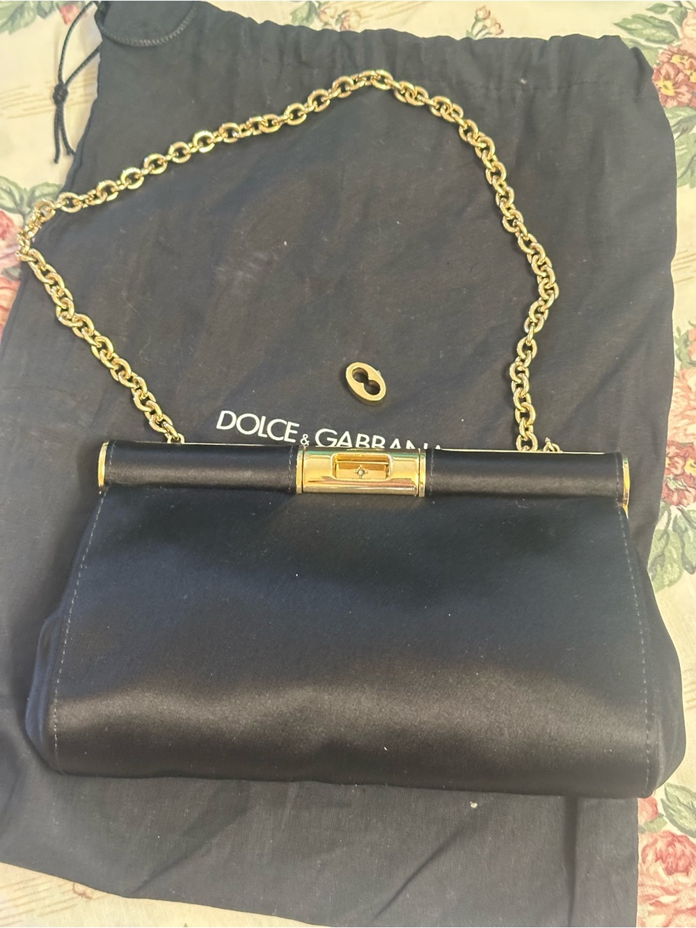 Dolce & Gabbana Black Marlene Satin Evening Bag